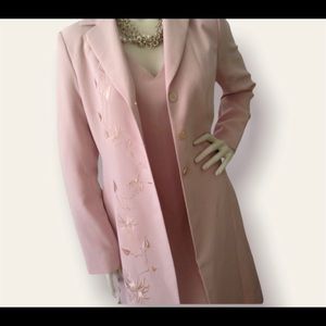 Pink sheat midi dress with coat. Size 4